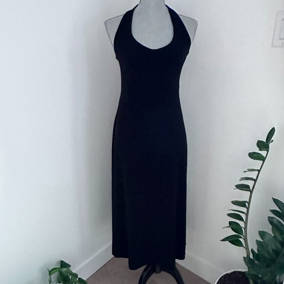 A-line  Midi/Maxi Halter Dress - Femme Fatale Black - Picture 7 of 7